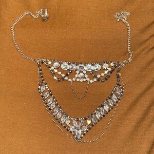 Vintage silver Aeropostale necklace with black and white gemstones